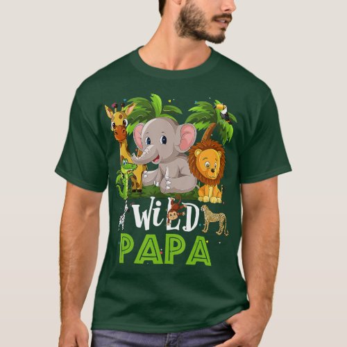 Papa of the Wild Zoo Birthday Safari Jungle Animal T_Shirt