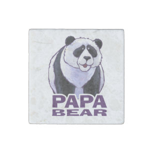Papa Panda Bear Stone Magnet