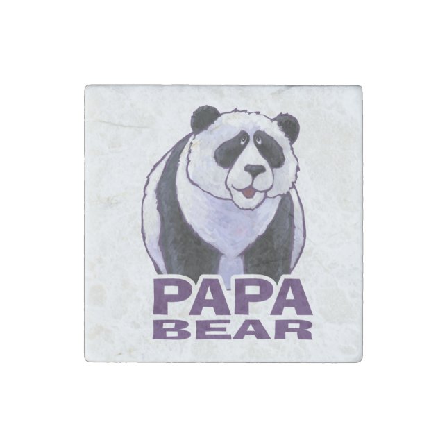 Papa Panda Bear Stone Magnet (Front)