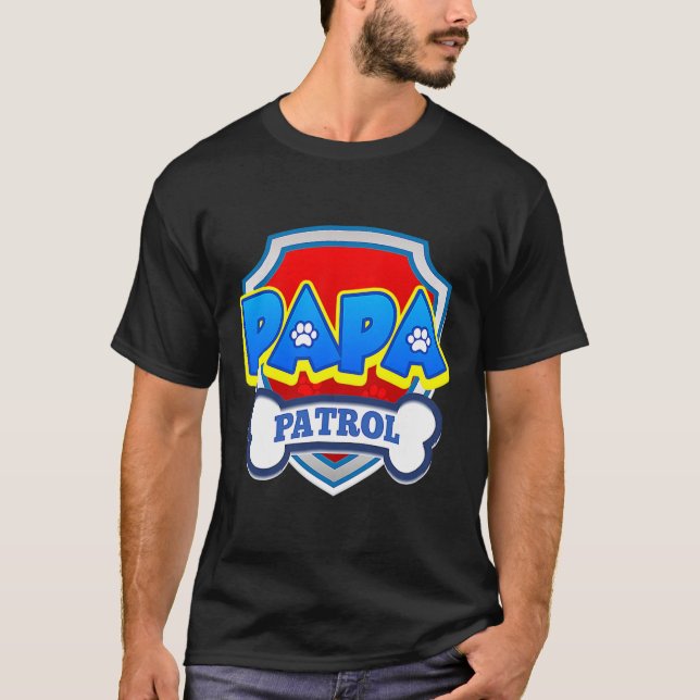 Papa Patrol Dog Funny Gift Birthday Party  T-Shirt (Front)