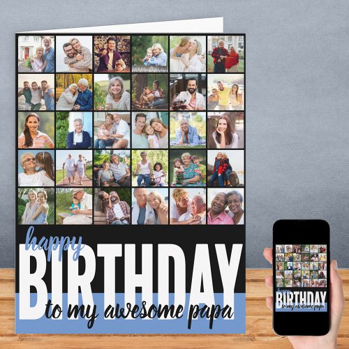 Papa Photo Collage 31 Picture Happy Birthday Card
