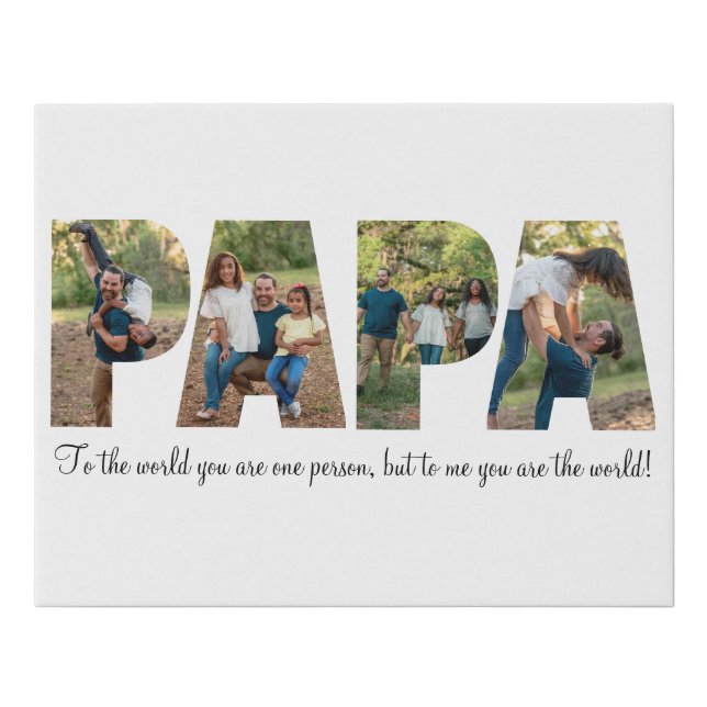 Papa Photo Collage Faux Wrapped Canvas (Front)