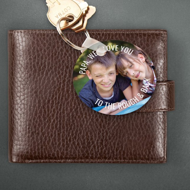 Papa Photo Love You to the Rough and Back Keychain (Creator Uploaded)