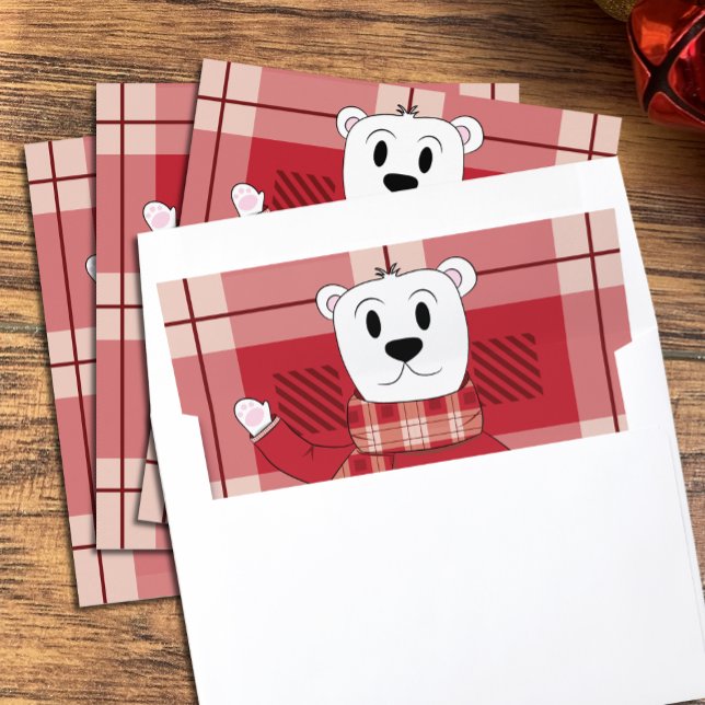 Papa Polar Bear Peeking Out Envelope Liner (Papa polar bear envelope liner using Zazzle white envelope .)
