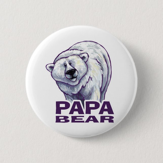 Papa Polar Bear Pinback Button (Front)