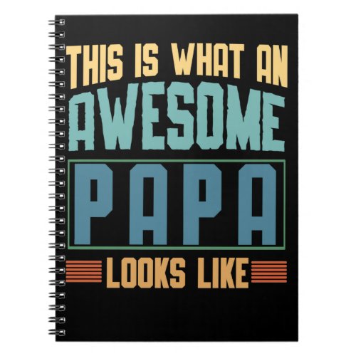 Papa Retro Best Awesome Father Notebook