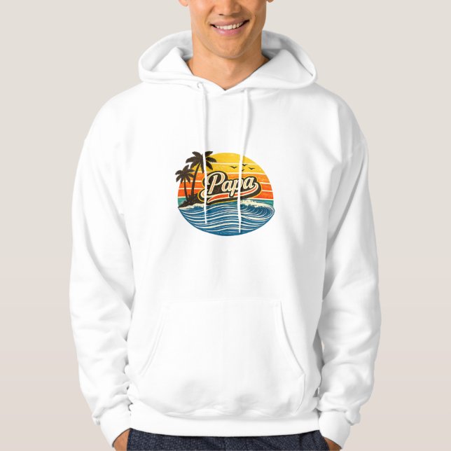 Papa Retro Sunset Name Design Hoodie (Front)