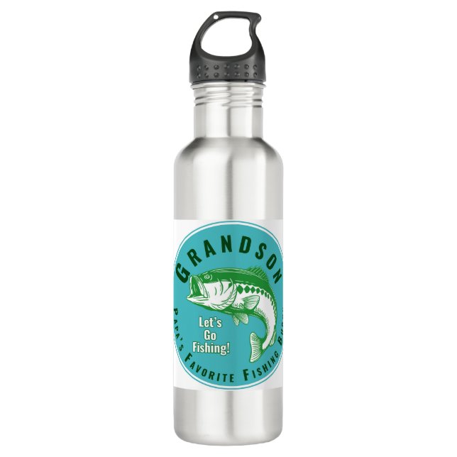 Papa’s Favorite Fishing Buddy Stainless Steel Water Bottle (Front)