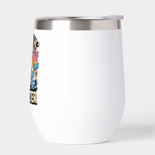 Papa’s Lil’ Squirter – Cute Retro Whale Thermal Wine Tumbler (Left)