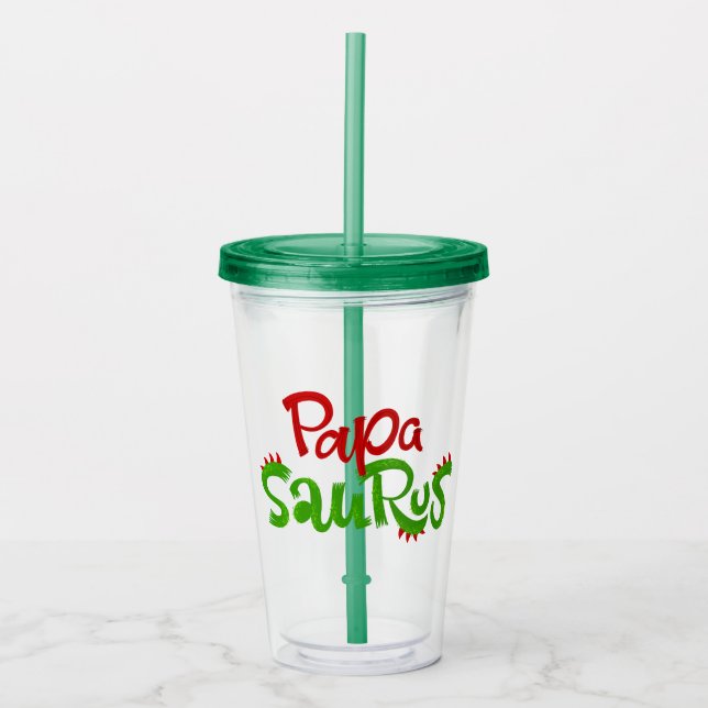 Papa Saurus Graphic Acrylic Tumbler (Front)