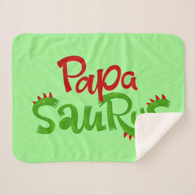 Papa Saurus Graphic Sherpa Blanket (Front (Horizontal))
