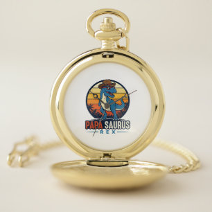 Papa Saurus Rex Cowboy Dinosaur Vintage Shirt_1 Pocket Watch