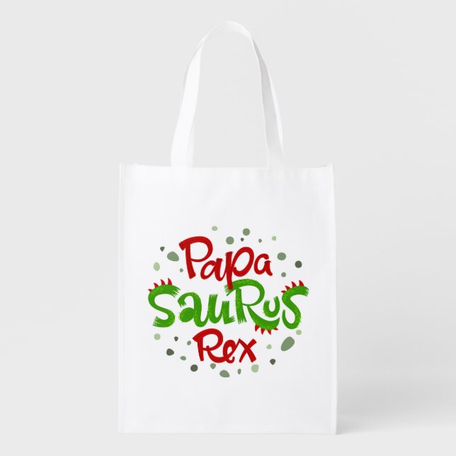 Papa Saurus Rex Graphic Grocery Bag (Front)
