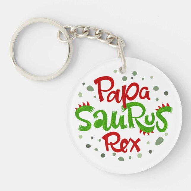 Papa Saurus Rex Graphic Keychain (Front)