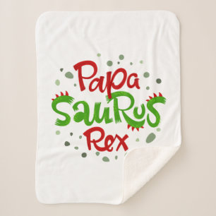 Papa Saurus Rex Graphic Sherpa Blanket