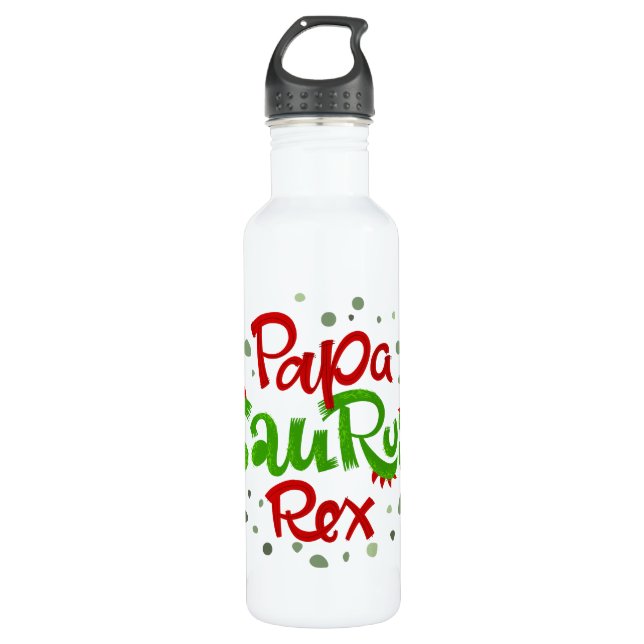 Papa Saurus Rex Graphic Stainless Steel Water Bottle (Front)