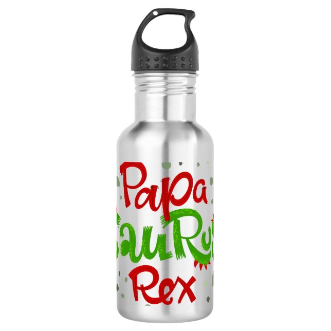 Papa Saurus Rex Graphic Stainless Steel Water Bottle (Front)