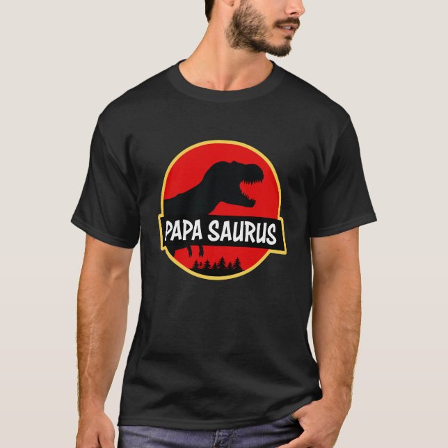 Papa Saurus Shirt Funny Matching Family Tshirt (Front)