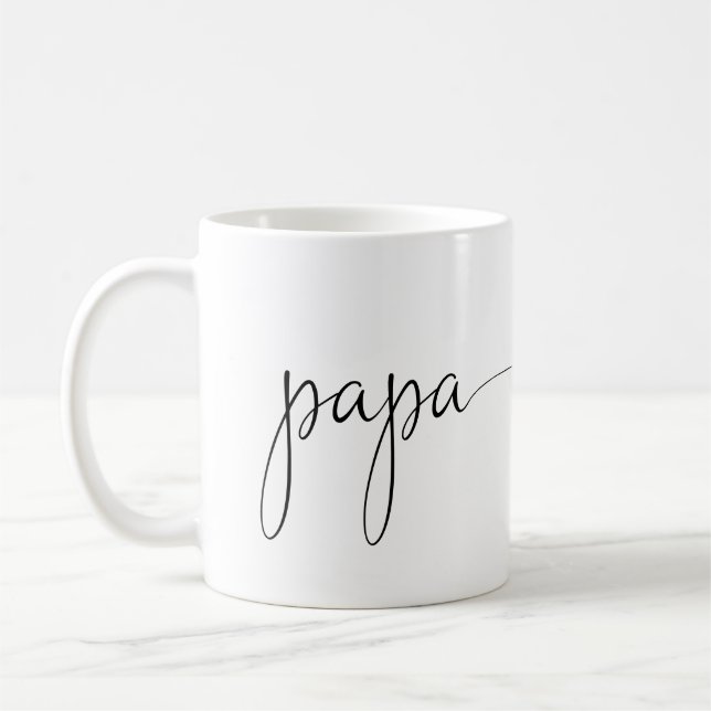 Papa Script Heart | Dad Gift Simple Personalized Coffee Mug (Left)