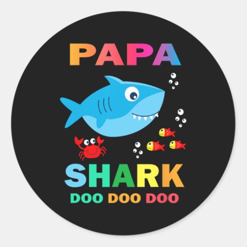 Papa Shark  Classic Round Sticker