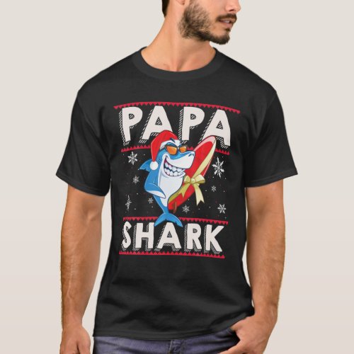 Papa Shark Santa Christmas Family Matching Pajamas T_Shirt