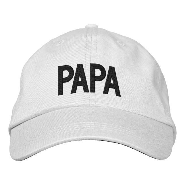 Papa Simple Trendy Modern Typography Custom Embroidered Baseball Cap (Front)