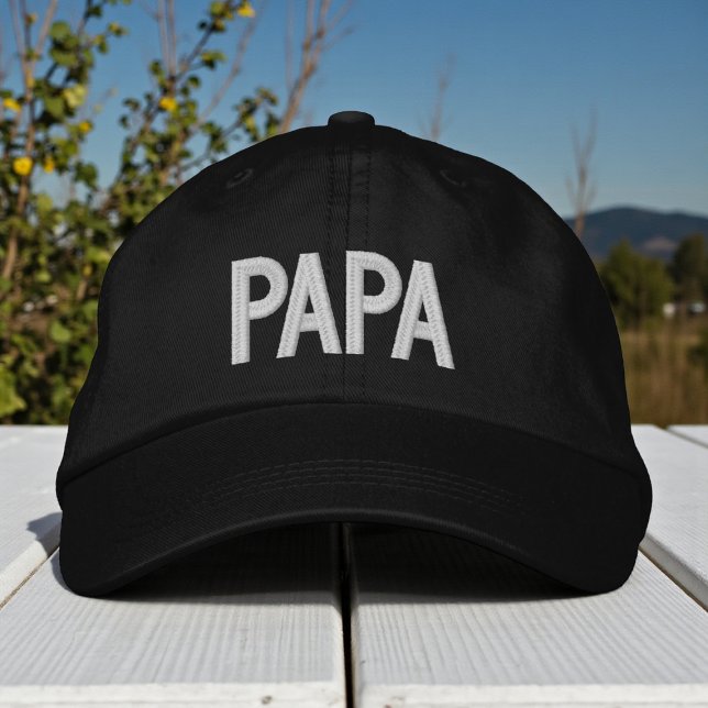 Papa Simple Trendy Modern Typography Custom Embroidered Baseball Cap (Creator Uploaded)