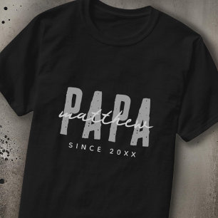 Papa Since 20XX Modern Elegant Simple T-Shirt