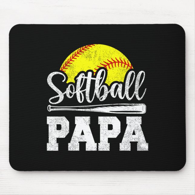 Papa Softball Player Game Day Father's Day Gift  Mouse Pad (Front)