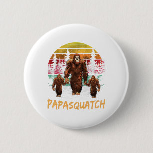 Papa Squatch Retro Bigfoot Dad Sasquatch Yeti Fath Button