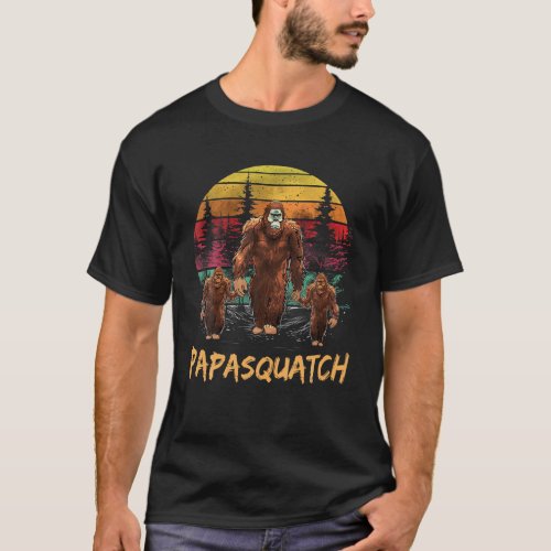Papa Squatch Retro Bigfoot Dad Sasquatch Yeti Fath T_Shirt