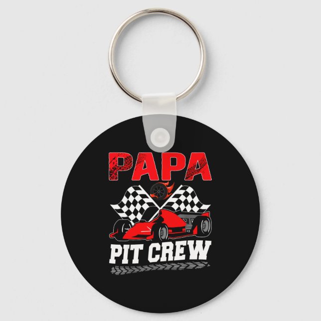 Papa T Crew Racing Family Race Car Birthday Boy  Keychain (Front)