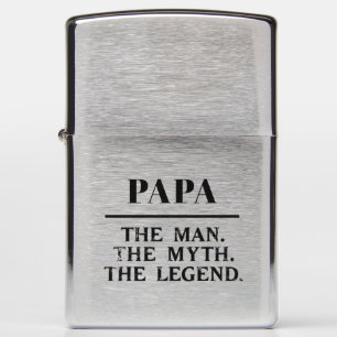 Papa The Man Myth Legend Typography Zippo Lighter