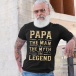Papa | The Man The Myth The Legend Father's Day T-Shirt<br><div class="desc">Grandfather is the Man The Myth and the Legend! This awesome quote shirt is perfect for Grandparents Day,  Father's Day,  birthdays,  or celebrating a new grandpa or grandpa. The design features the saying "PAPA | The Man The Myth The Legend" in distressed gray and white lettering.</div>