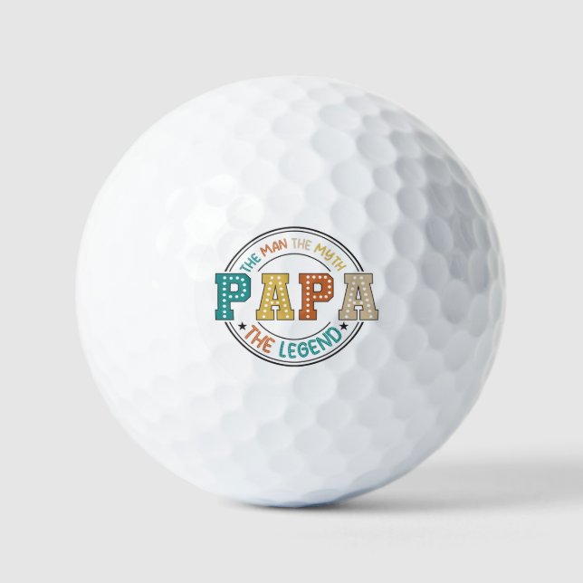 Papa, The Man, The Myth, The Legend Golf Balls (Front)