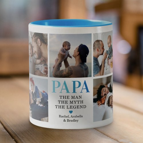 Papa The Man The Myth The Legend Photo Two_Tone Coffee Mug