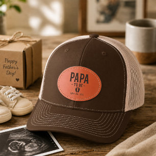 Papa to Be Fathers Day Pregnancy Reveal Leather Patch Hat