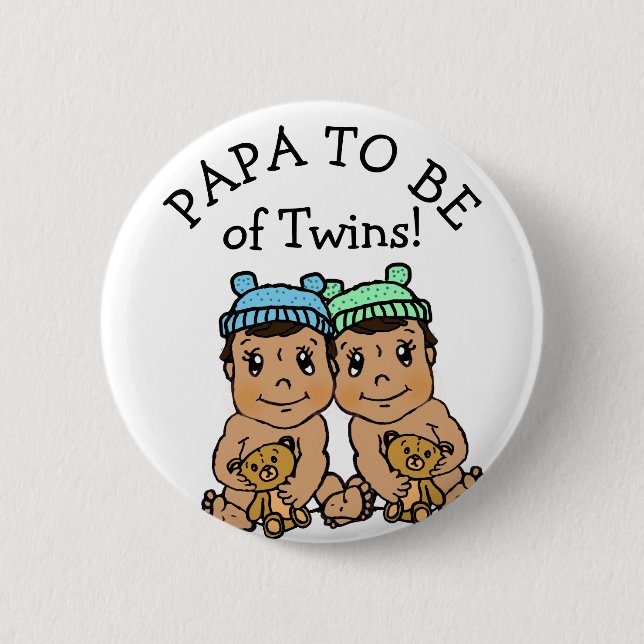 Papa to be of Twins, Hispanic Baby Shower Button (Front)