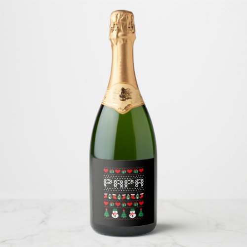 Papa Ugly Christmas Sweater Sparkling Wine Label
