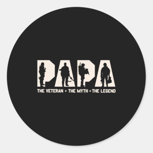 Papa Veteran The Myth The Legend Fathers Day Grand Classic Round Sticker