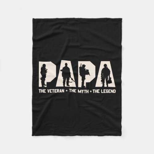 Papa Veteran The Myth The Legend Fathers Day Grand Fleece Blanket