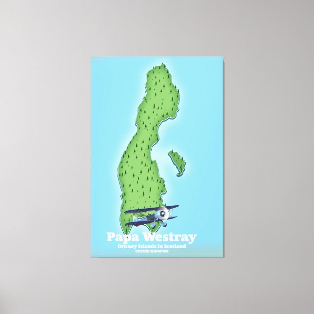 Papa Westray Scotland map. Canvas Print (Front)