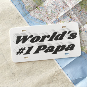 Papa with black text license plate