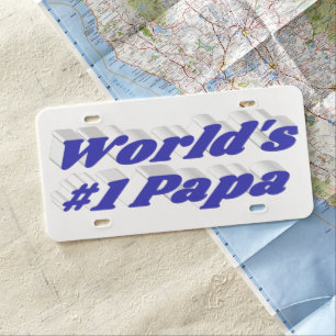 Papa with blue text license plate