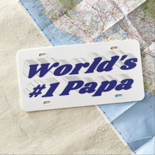 Papa with dark blue text license plate