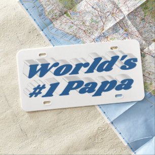 Papa with sea blue text license plate
