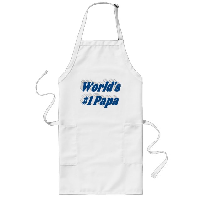 Papa with sea blue text long apron (Front)
