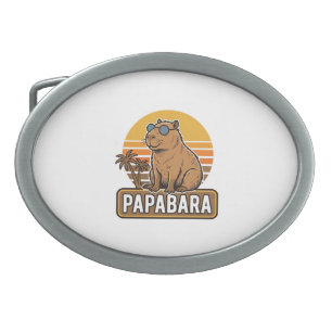 PAPABARA Retro Capybara Dad Vector Design_1 Belt Buckle