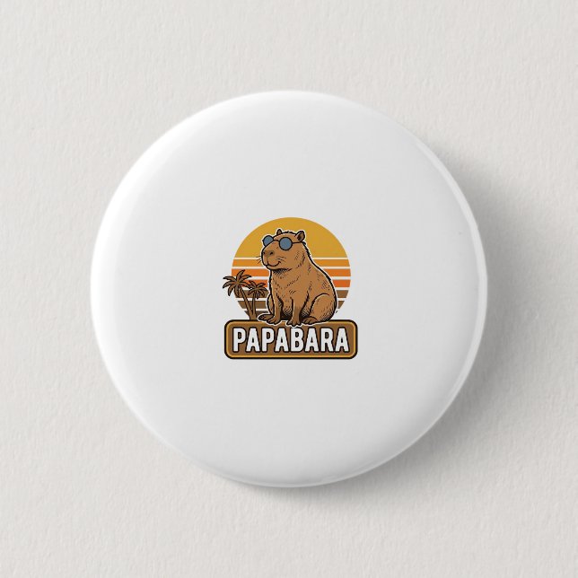 PAPABARA Retro Capybara Dad Vector Design_1 Button (Front)