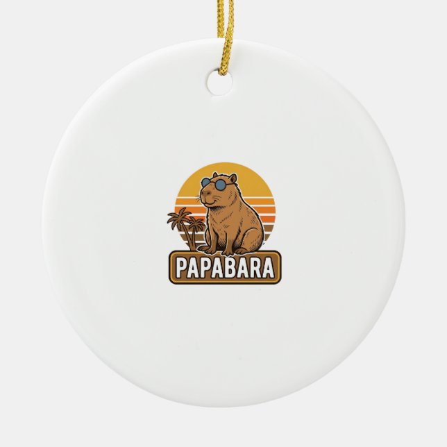 PAPABARA Retro Capybara Dad Vector Design_1 Ceramic Ornament (Front)